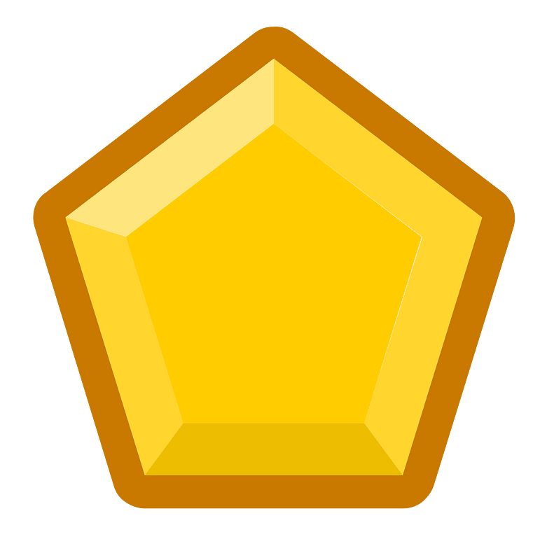 Diamond pentagon 21-14 yellow outlined