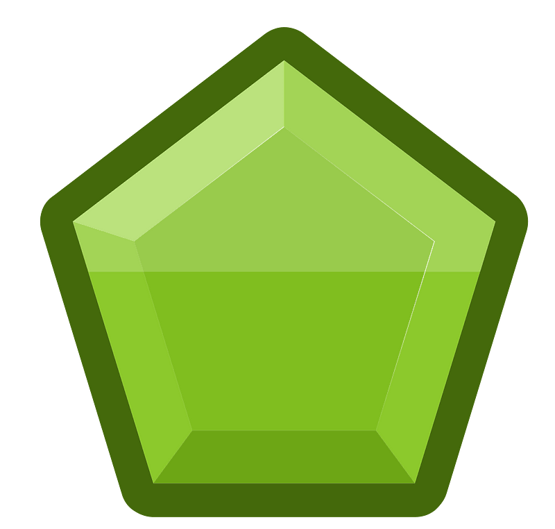 Diamond pentagon 09-06 green outlined