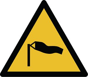 ISO 7010 W064 warning; strong winds