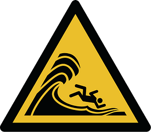 ISO 7010 W065 warning; high surf or large breaking waves