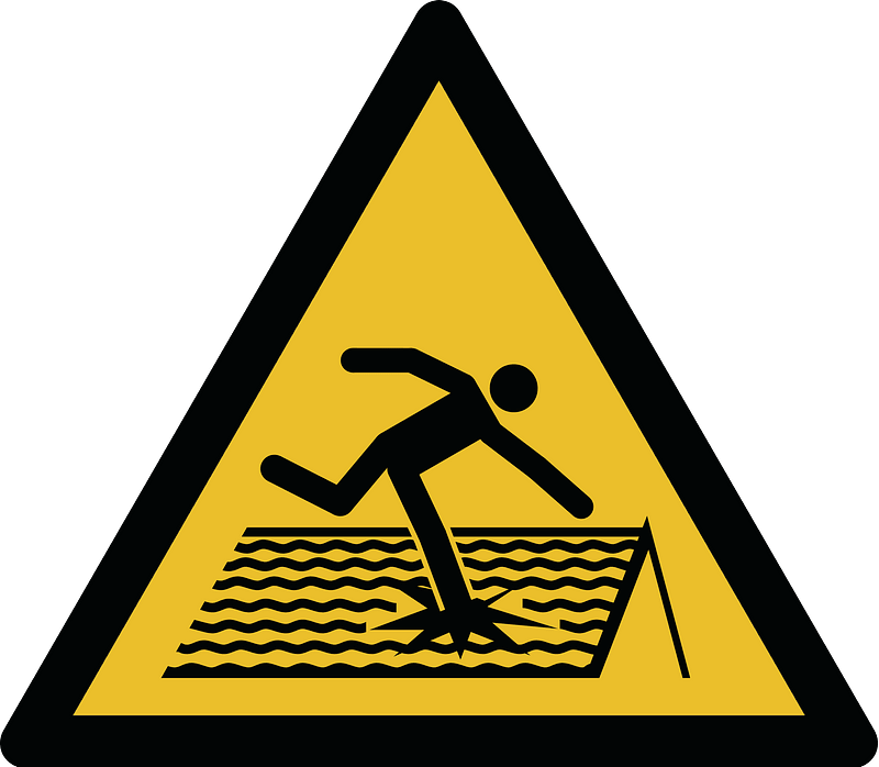 ISO 7010 W036 warning; fragile roof
