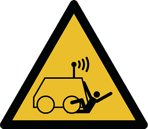 ISO 7010 W037 warning; injury from automated or remote-controlled vehicles