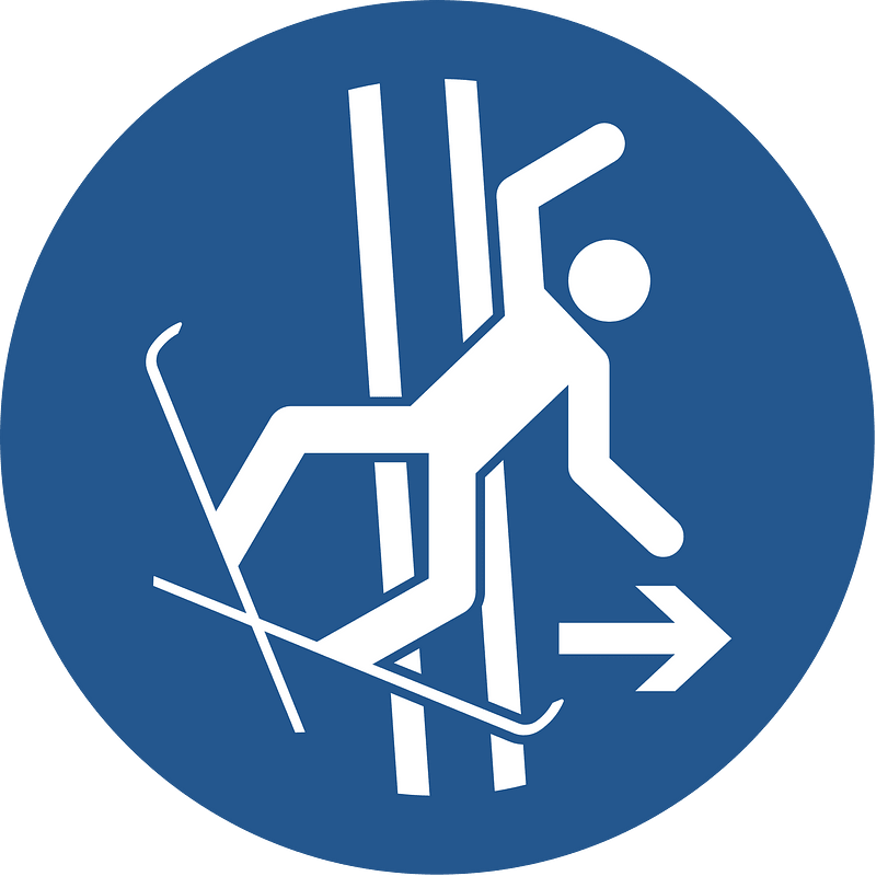 ISO 7010 M035 mandatory; exit towpath after falling