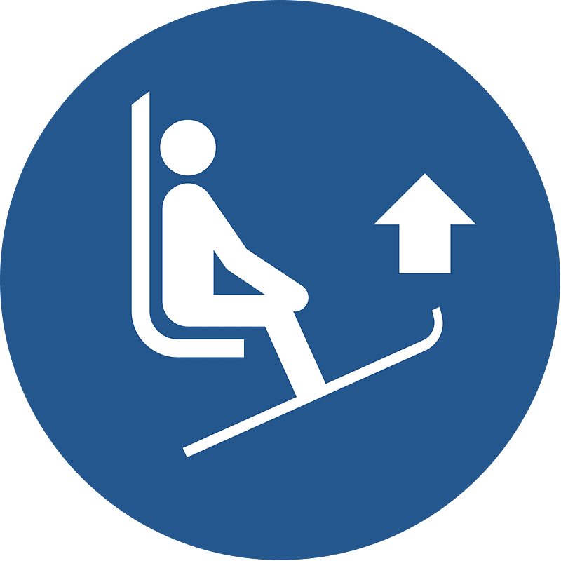 ISO 7010 M036 mandatory; keep ski tips up
