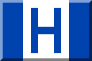 600px HEX-0043AE letter H on White background