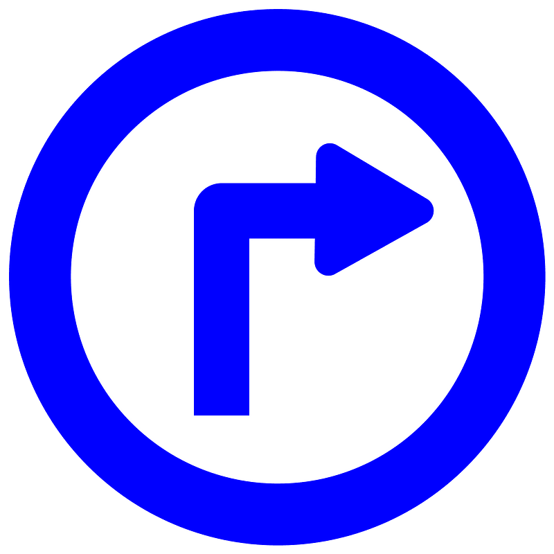 Right turn icon blue