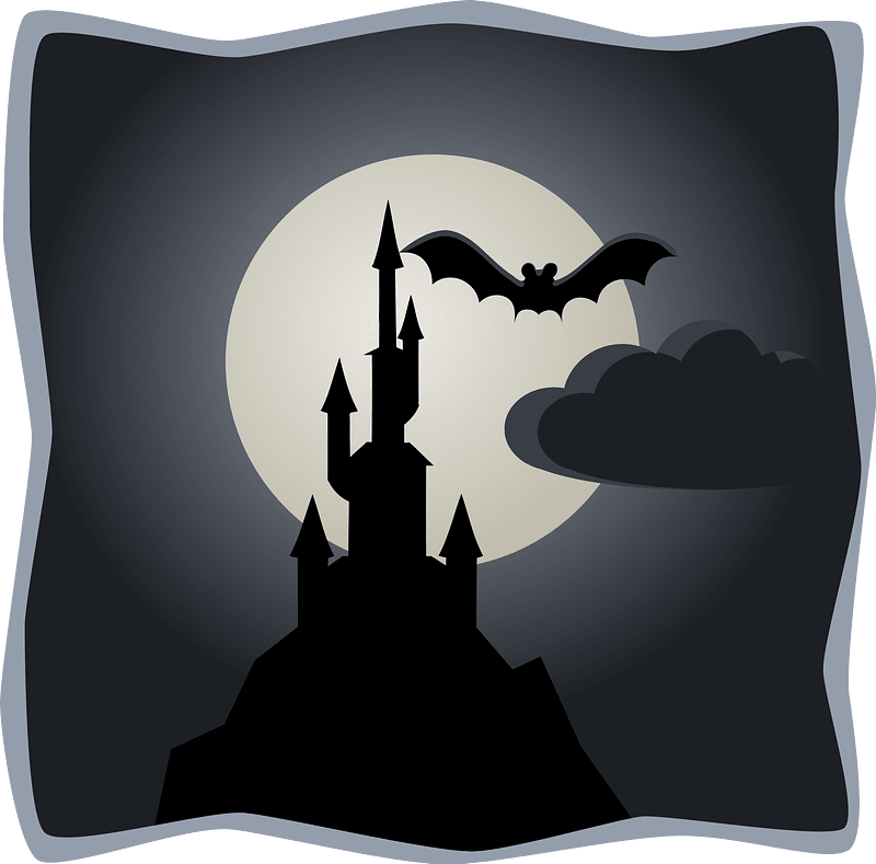 Spooky castle in full moon