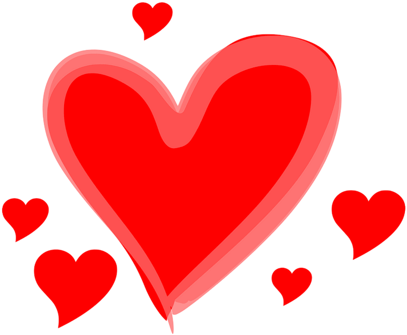Drawn love hearts