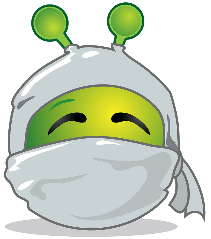 Smiley green alien white ninja