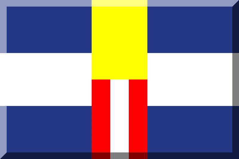 Bianco e Blu (Strisce Orizzontali) con Bande Giallo e Rosso e Bianco