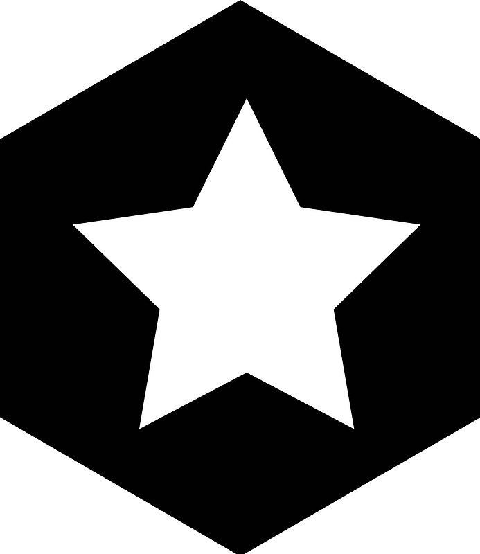 Hex icon with star black