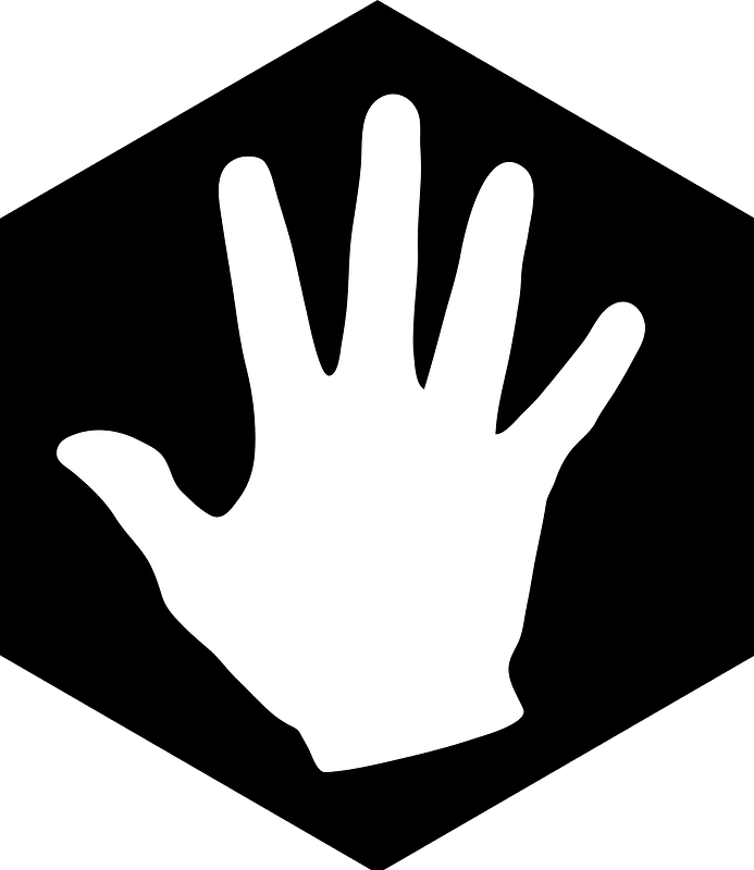 Hex icon with hand black