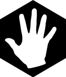 Hex icon with hand black