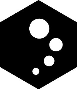 Hex icon with circles black