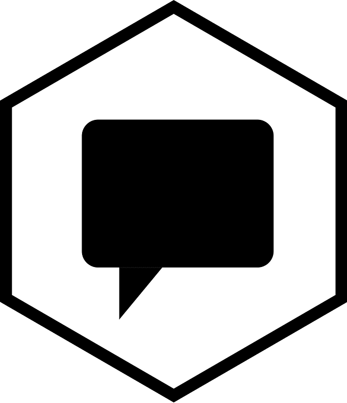 Hex icon with talk bubble white