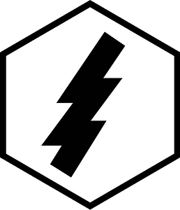 Hex icon with lightning white