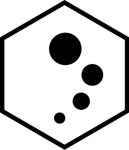 Hex icon with circles white