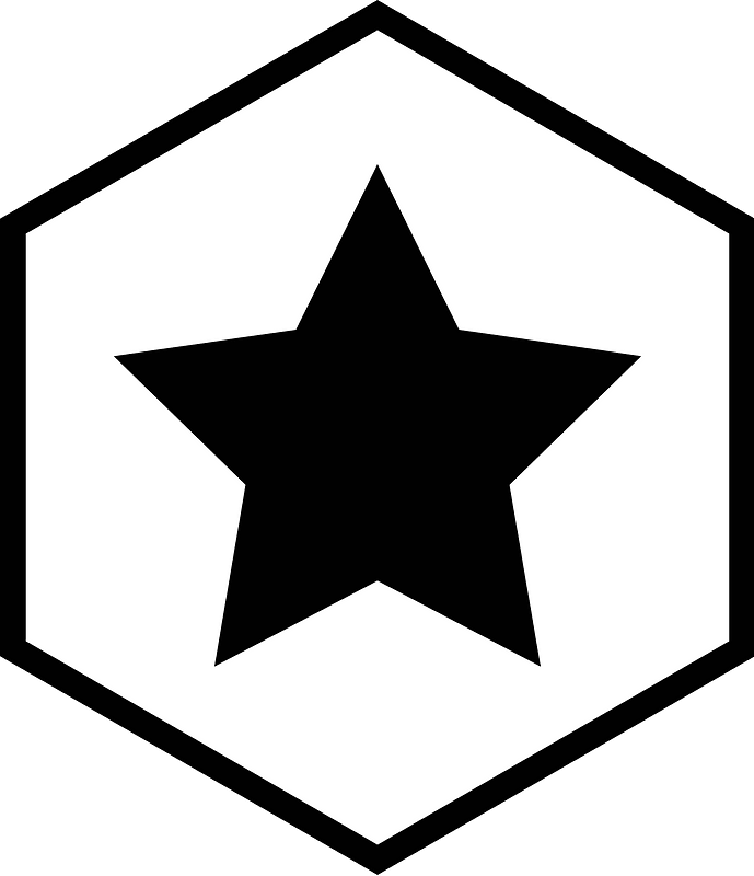 Hex icon with star white