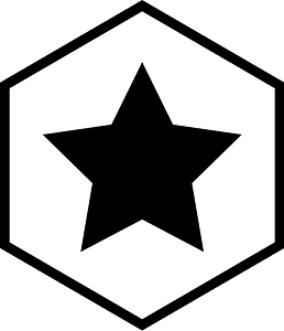 Hex icon with star white