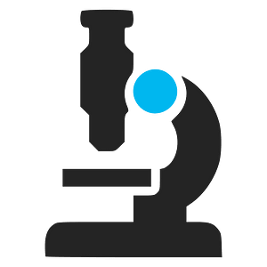 Microscope icon (black and blue)