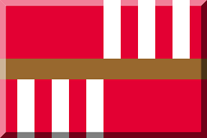 600px Rosso con bande Bianche verticali e striscia Oro