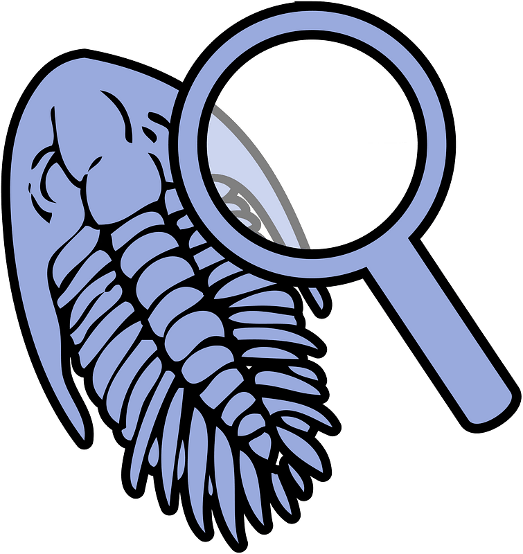 Trilobite under magnifying glass icon
