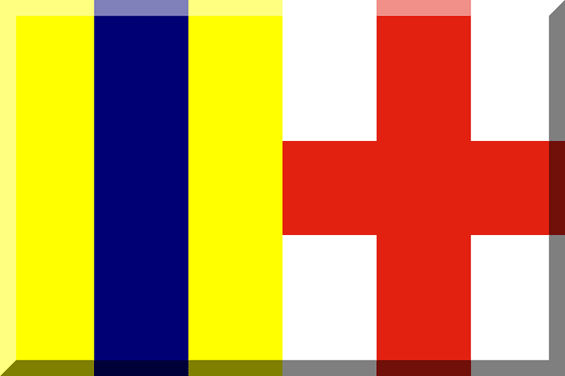 600px HEX-FFFF00 White background with HEX-000075 vertical stripe HEX-E32110 cross