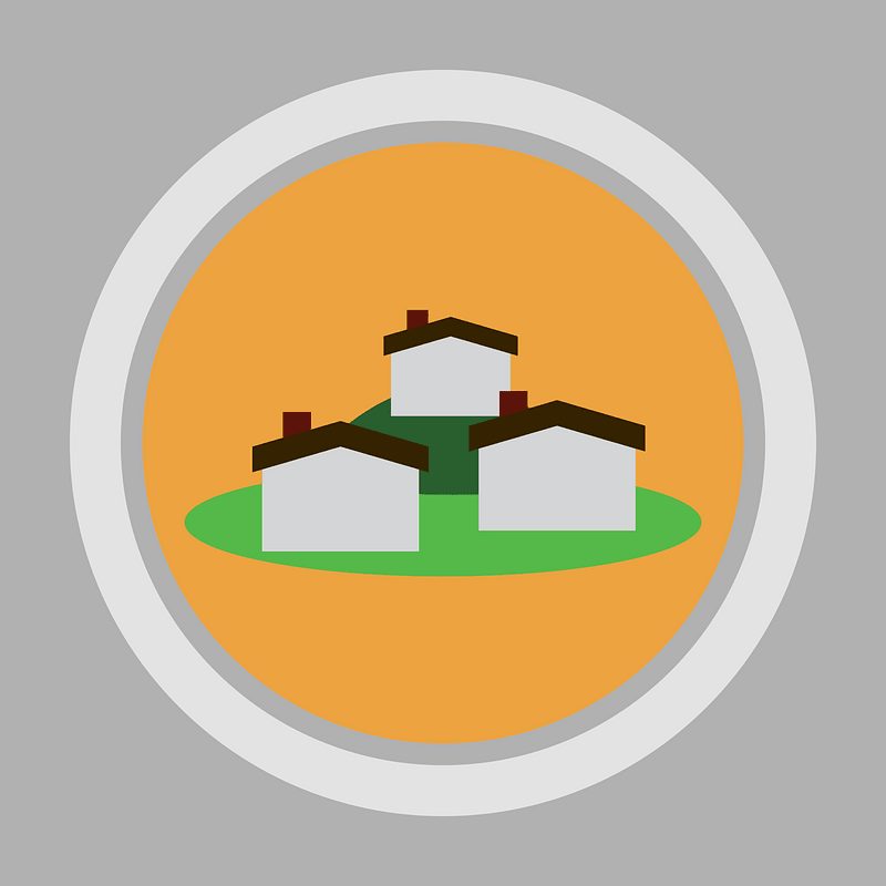 Round Landmark Icon Village