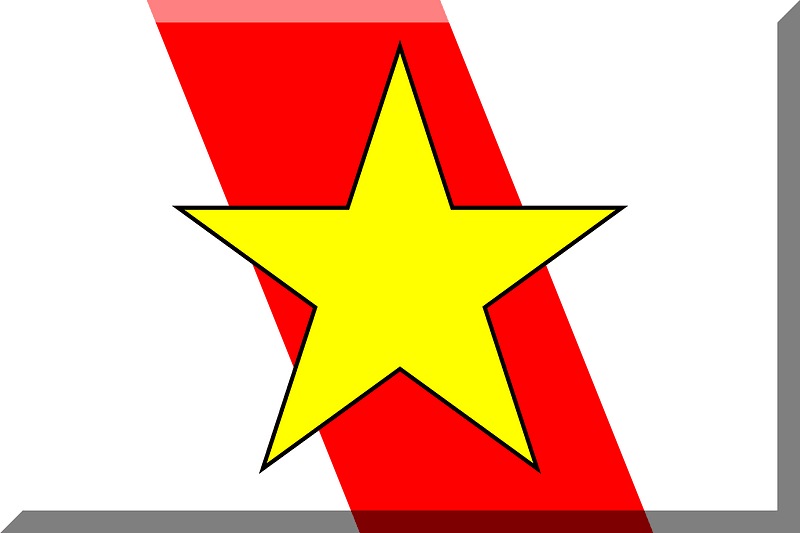 600px White background HEX-FF0000 band HEX-FFFF00 five-pointed star