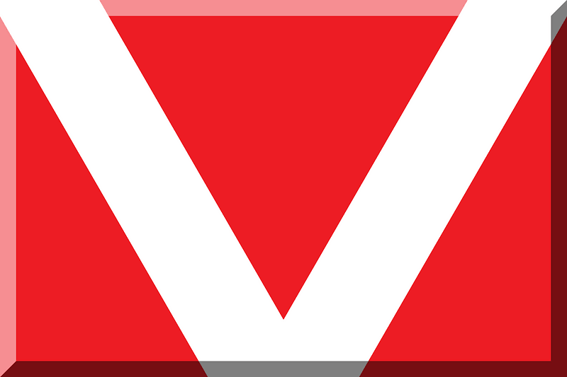 600px White V on HEX-ED1C24 background