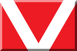 600px White V on HEX-ED1C24 background