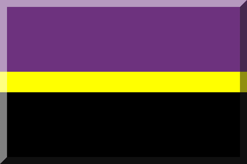 600px horizontal HEX-6D327E Black with HEX-FFFF00 stripe