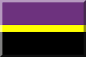 600px horizontal HEX-6D327E Black with HEX-FFFF00 stripe