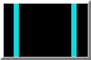 600px Black with White border and HEX-14D8DB stripes