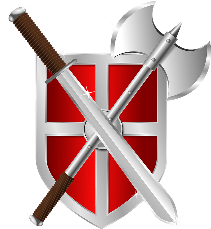 Sword battleaxe shield
