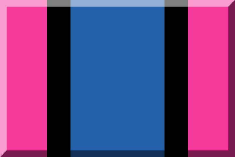 600px vertical HEX-F3399A borders Black thin stripes HEX-2461AA middle