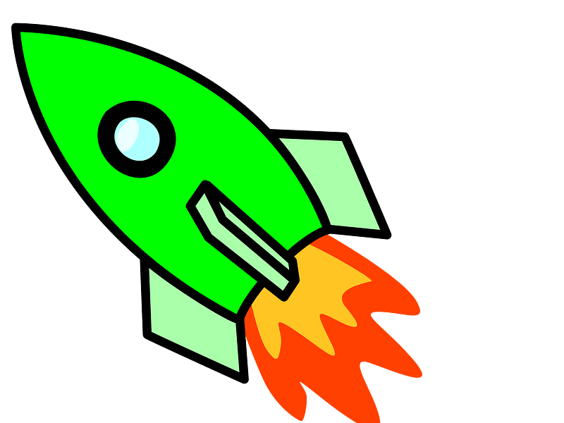 Green left-facing rocket ship
