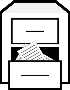 Filing cabinet archive icon (white)
