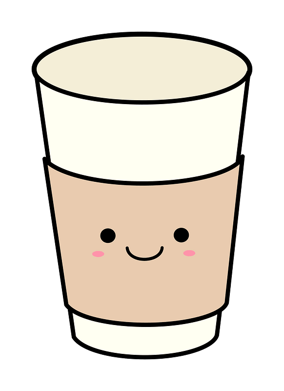 Kawaii paper coffee cup clip art