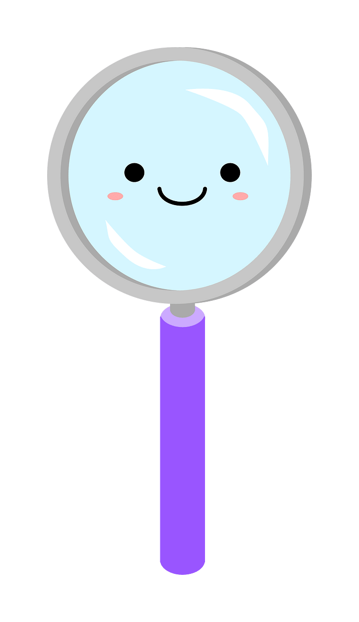 Kawaii magnifying glass clipart
