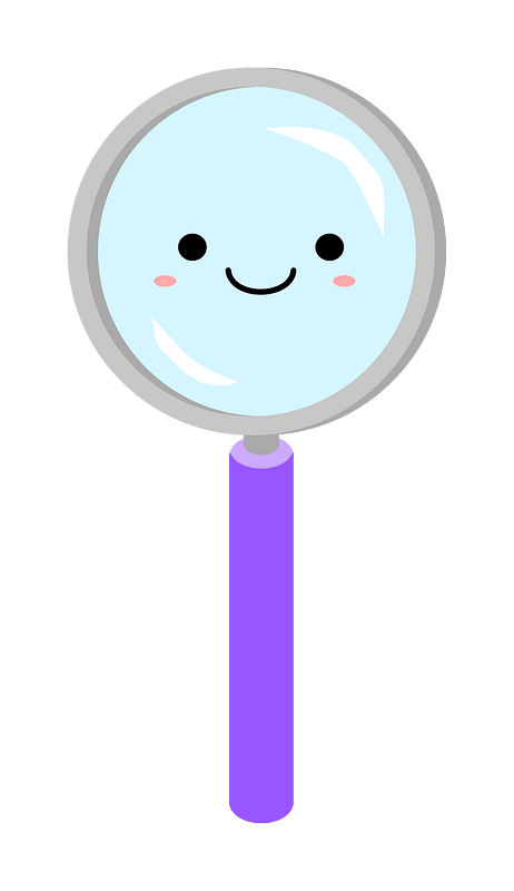 Kawaii magnifying glass clipart