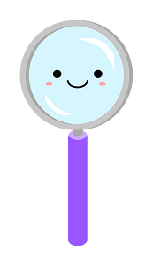Kawaii magnifying glass clipart