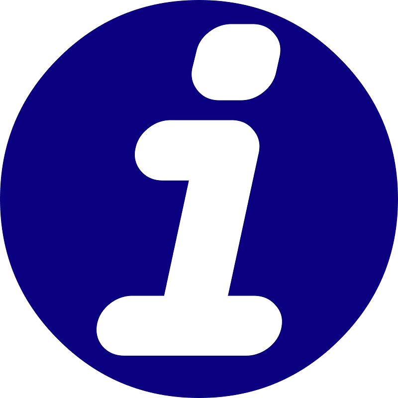 Information icon (slanted, bold, monochromatic dark blue)
