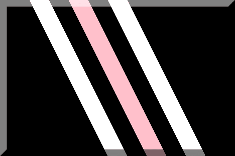 600px Black with 3 inclined strips White HEX-FFC0CB White