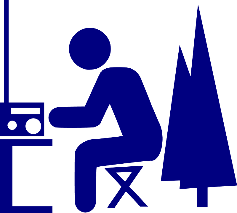 Symbole Logo radioecouteur bleu
