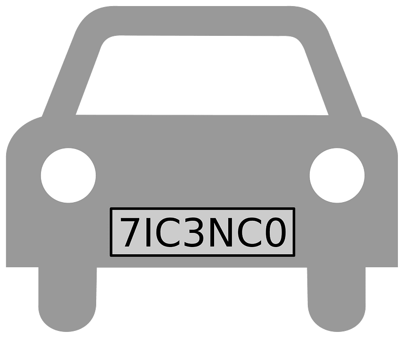 Aŭta silueto griza kun licencplato