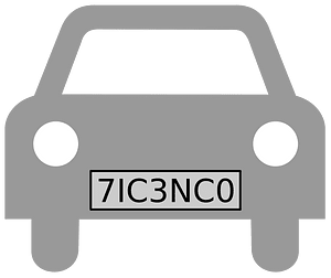 Aŭta silueto griza kun licencplato