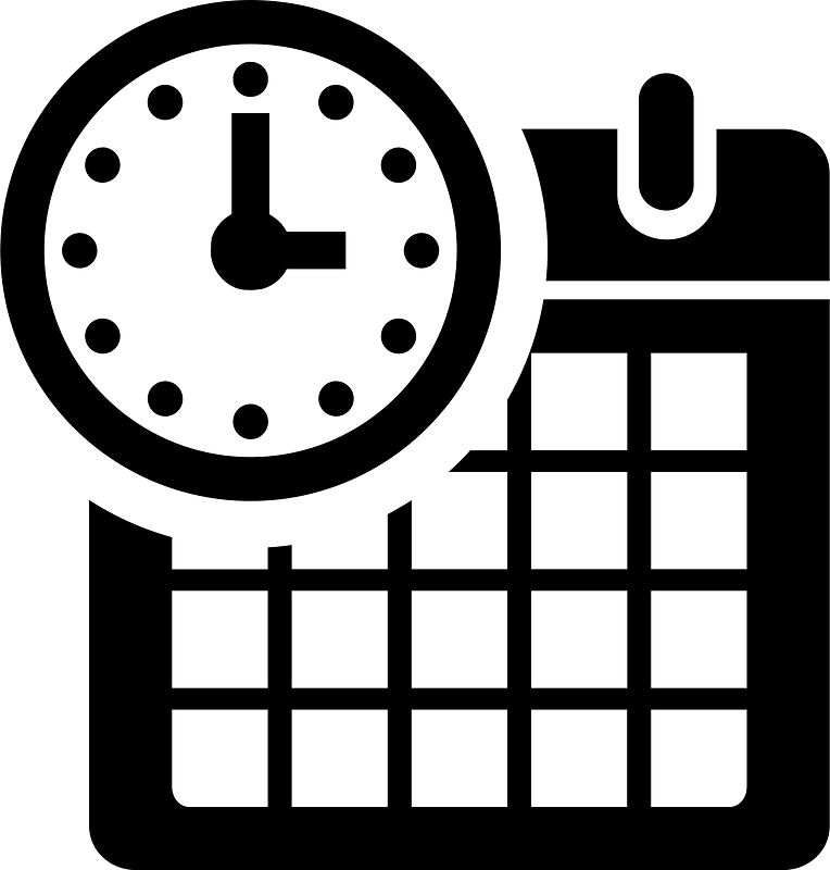 Black schedule with clock