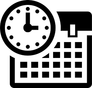 White schedule with clock