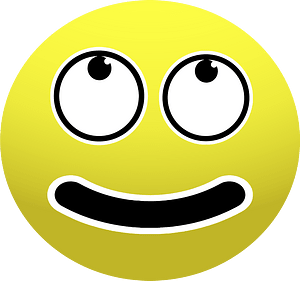 Face with rolling eyes and smiling